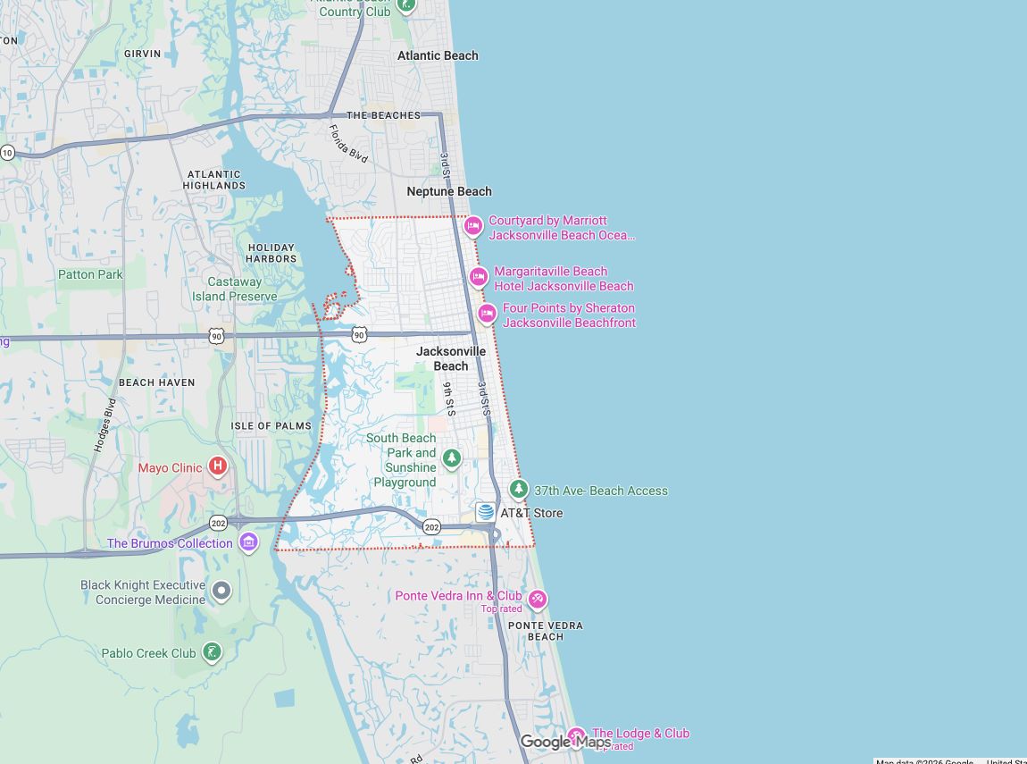 Precision Garage Door Service® of Jacksonville Beach map