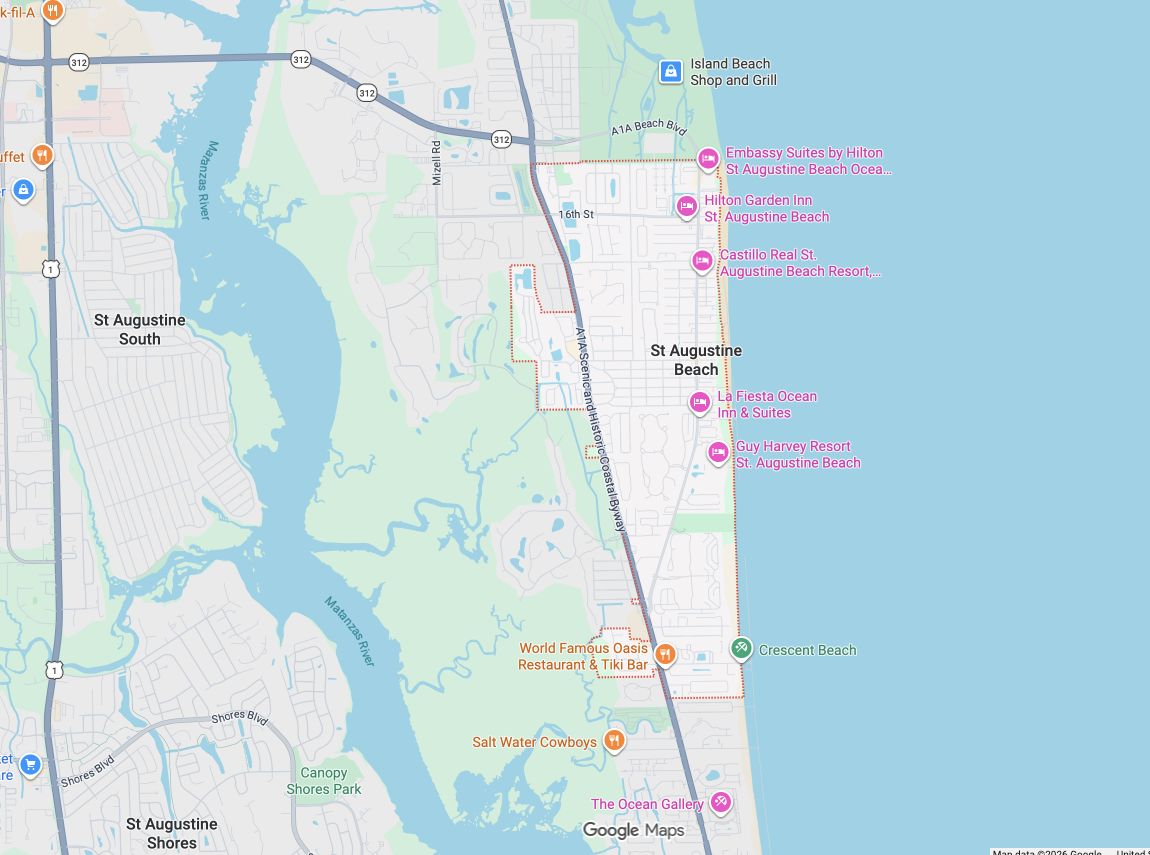 Precision Garage Door Service® of St. Augustine Beach map
