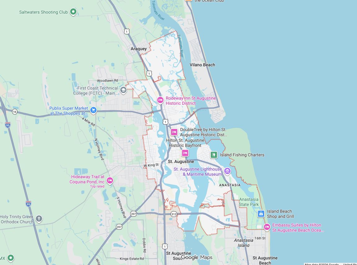 Precision Garage Door Service® of St. Augustine map